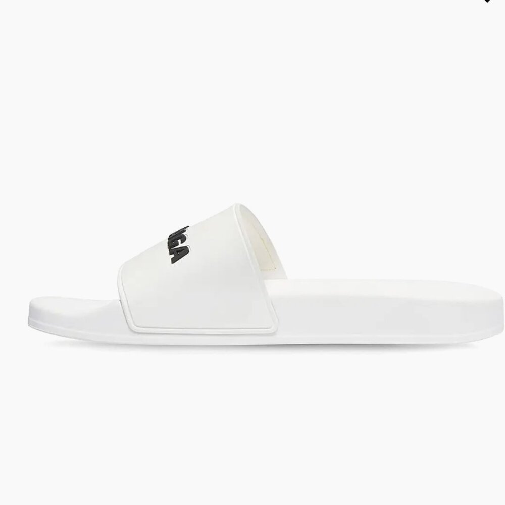 Balenciaga Pool Slide Sandals - White/Black